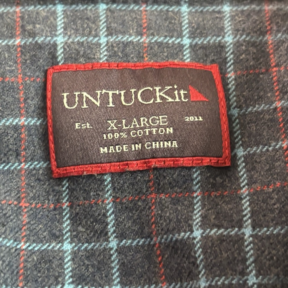 Untuckit Shirt Mens XL Long Sleeve Flannel Casual Button Up Office Work Shirt - Picture 4 of 6